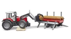 BRUDER 2046 Traktor Massey Ferguson 7480 + vůz na klády