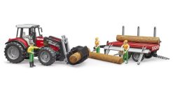BRUDER 2046 Traktor Massey Ferguson 7480 + vůz na klády