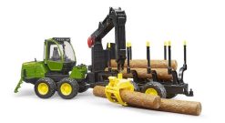 BRUDER 2133 Zelený TRAKTOR JOHN DEERE 1210E lesní traktor s kládami
