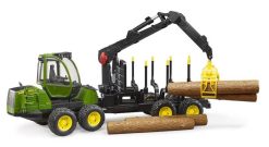 BRUDER 2133 Zelený TRAKTOR JOHN DEERE 1210E lesní traktor s kládami