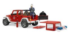 BRUDER 2528 Červený požární vůz Jeep Wrangler s figurkou hasiče