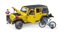 BRUDER 2543 Auto Jeep Wrangler Rubicon s figurkou - cyklista