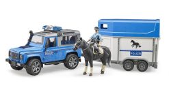BRUDER 2588 LAND ROVER, POLICIE, přepravník, figurka, kůň