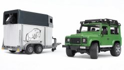 BRUDER 2592 Zelené AUTO LAND ROVER s přívěsem na koně