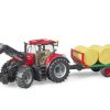 BRUDER 3198 Traktor CASE IH Optum 300CVX + vůz na balíky
