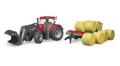 BRUDER 3198 Traktor CASE IH Optum 300CVX + vůz na balíky