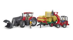 BRUDER 3198 Traktor CASE IH Optum 300CVX + vůz na balíky
