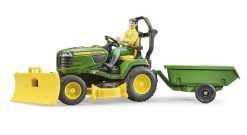 BRUDER 62104 BWORLD John Deere zahradní traktor, vozík, figurka