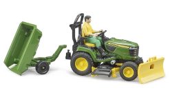 BRUDER 62104 BWORLD John Deere zahradní traktor, vozík, figurka