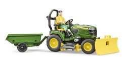 BRUDER 62104 BWORLD John Deere zahradní traktor, vozík, figurka