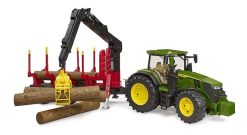 BRUDER 3154 traktor John Deere 7R 350 se zadním přívěsem a 4 kládami
