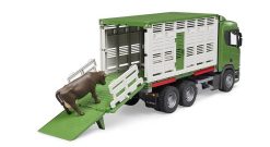 BRUDER 3548 Scania Super 560R nákladní vůz pro přepravu zvířat s figurkou krávy