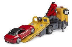 BRUDER 3552 Odtahové vozidlo Scania Super 560R se světelným a zvukovým modulem a osobním autem