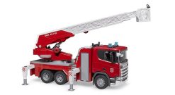 BRUDER 3591 Scania Super 560R hasičský vůz s otočným žebříkem, vodním dělem, majákem