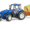 BRUDER 2187 Traktor New Holland T5.120 s čelním nakladačem, sklápěcím boxem a vidlemi