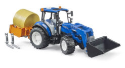 BRUDER 2187 Traktor New Holland T5.120 s čelním nakladačem, sklápěcím boxem a vidlemi