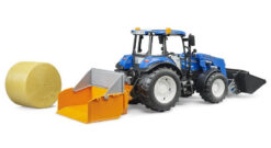 BRUDER 2187 Traktor New Holland T5.120 s čelním nakladačem, sklápěcím boxem a vidlemi