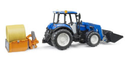BRUDER 2187 Traktor New Holland T5.120 s čelním nakladačem, sklápěcím boxem a vidlemi